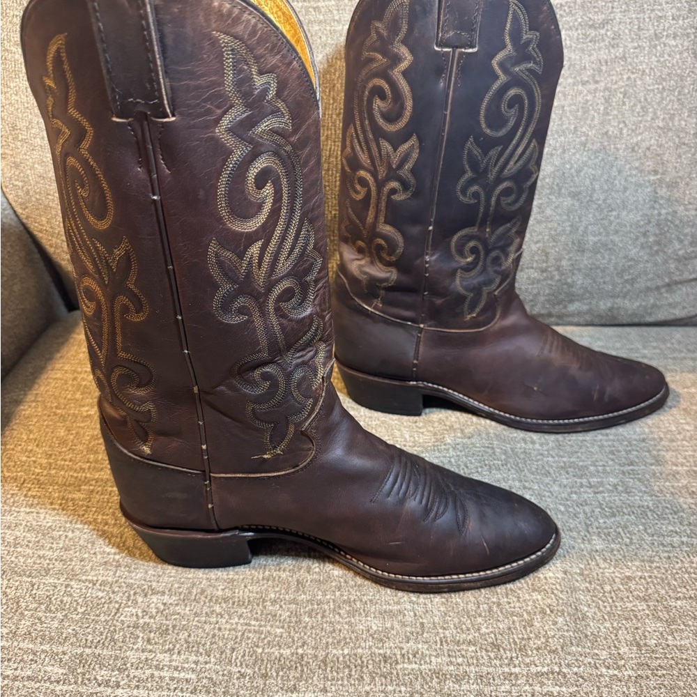 Justin Buck 13” 2253 Western Bay Apache Brown Western Boots Size 10D - Picture 7 of 9